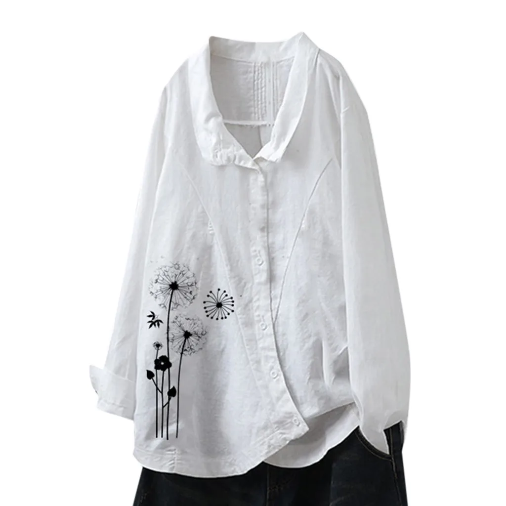 Женская футболка с длинным рукавом v-образным вырезом и цветочным принтом |