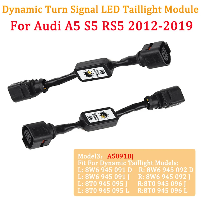 

2PCS Dynamic Turn Signal Lamp Add-on Module Wire Harness A5091DJ For Audi A5 S5 RS5 2012-2019 LED Left & Right Tail Light