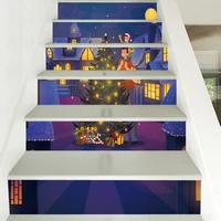 6pcs13pcs celebrate christmas staircase sticker self adhesive waterproof decals removable vinyl wall mural decorative wallpaper