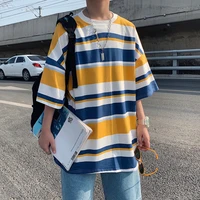 fashion t shirt mens cotton tshirt rainbow striped for men tee summer japanese casual t shirts streetwear fitness tees oversized