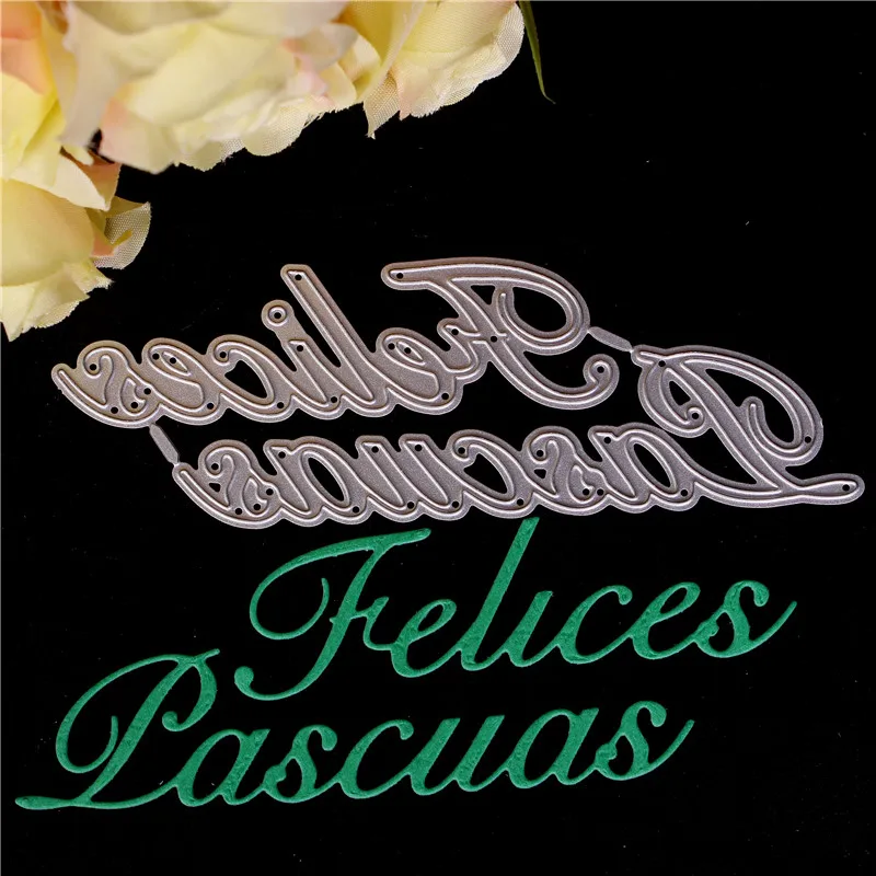 Испанский Счастливой Пасхи текст металлические Вырубные штампы для Diy