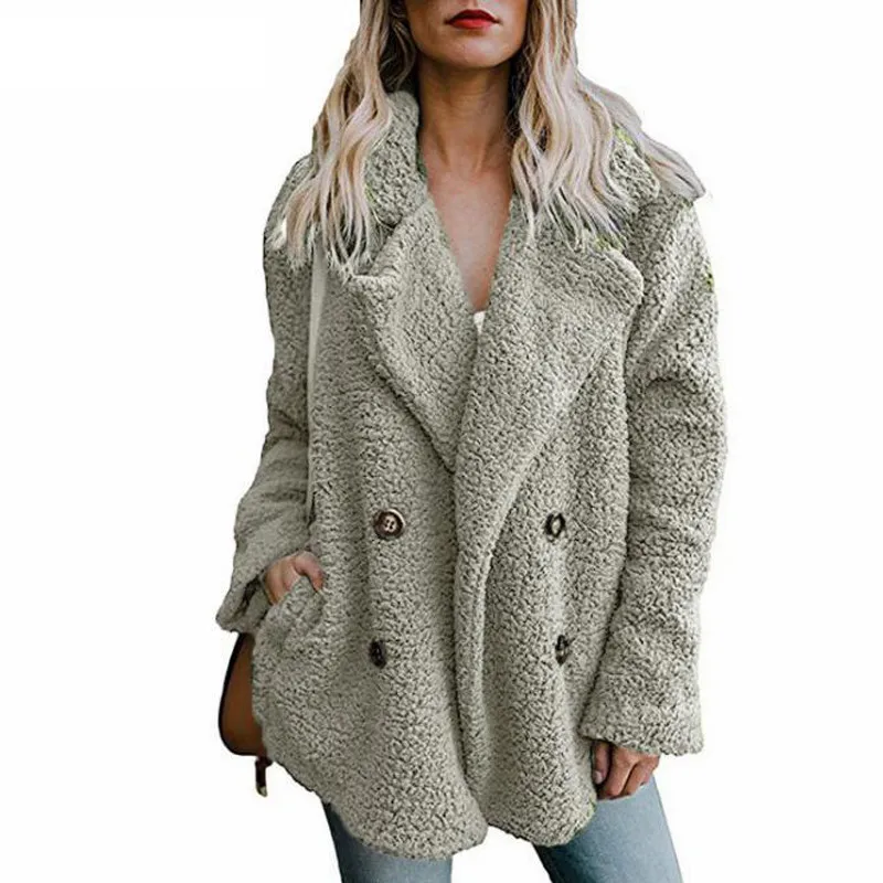 

2021 Winter Teddy Coat Women Faux Fur Coats Long Sleeve Fluffy Fur Jackets Winter Warm Female Jacket Oversized Women Casual