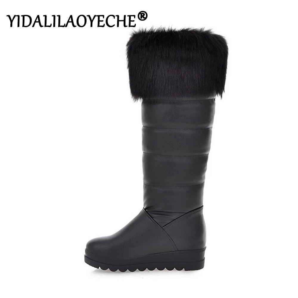 Однотонные зимние сапоги женские плюшевые Женская водонепроницаемая зимняя