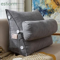 comfort velvet wedge bed reading pillow large big sofa bedside bed lumbar support cushion backrest back rest pain relief pillow