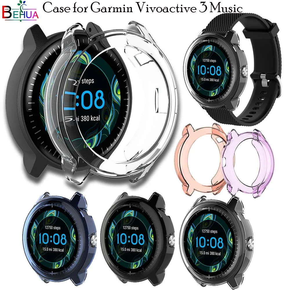Прозрачный защитный чехол из ТПУ для смарт часов Garmin Vivoactive 3 Music спортивных
