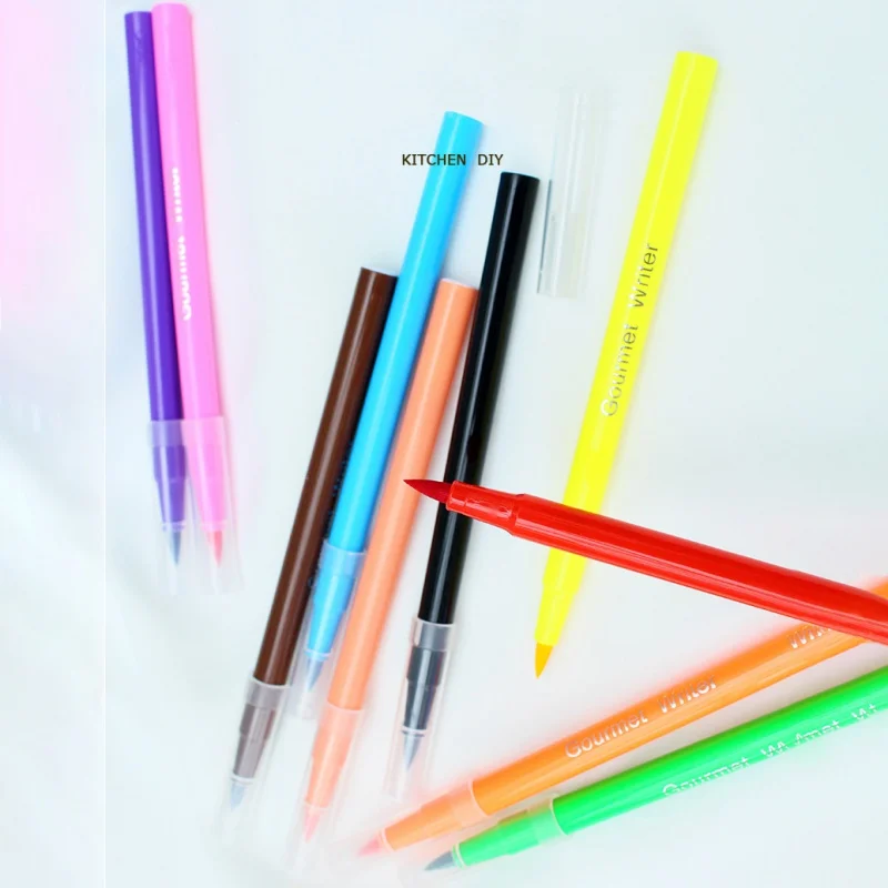 

10 Style Edible Pigment Pen Brush Food Coloring Pen For Drawing Biscuits Fondant Cake Decorating Tools Cake DIY Crafts Draw Tool