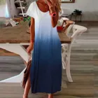 40 # женский градиент Печатный Макси платье с короткими рукавами и круглым вырезом длинное платье в винтажном стиле богемное летнее платье пляжное женское Повседневное платье