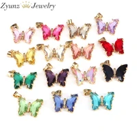 10pcs butterfly transparent crystal charms pendants mixed color for diy bracelet necklace earrings jewelry making accessories