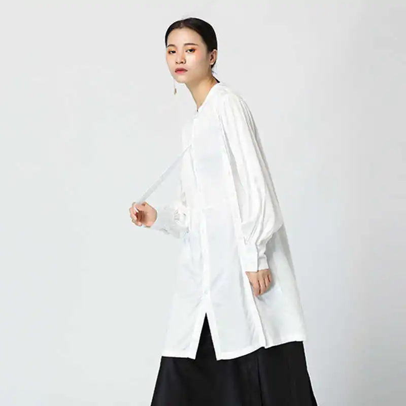 Женская блузка на пуговицах с длинным рукавом и отложным воротником | одежда