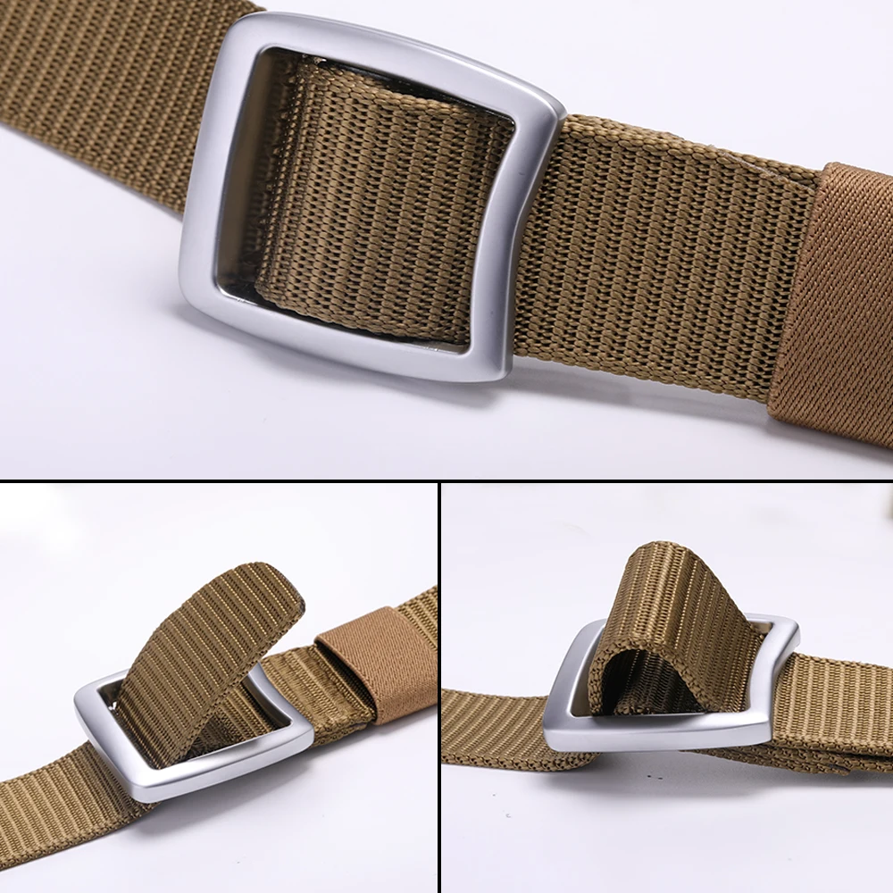 Мужской ремень в стиле милитари толстый нейлоновый армейский с пряжкой из сплава