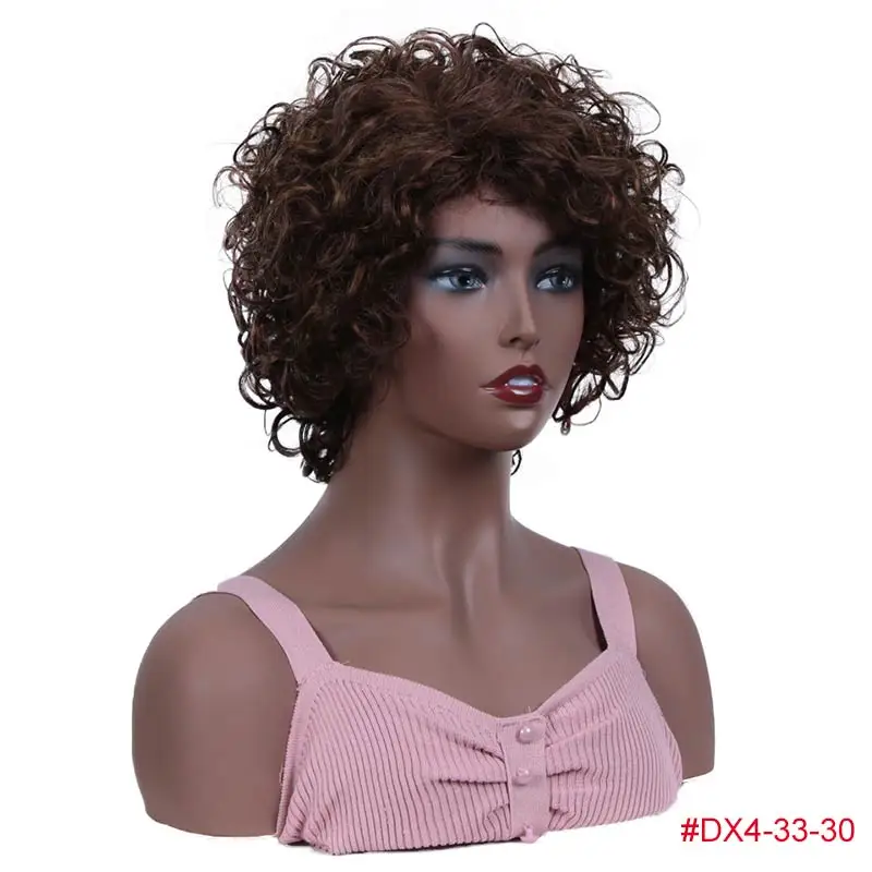 DX4/33/30 Rebecca короткие влажные и волнистые парики для черных женщин перуанские Remy свободные кудрявые человеческие волосы парик цвет в 1B DX1029 - Цвет волос: DX4/33/30