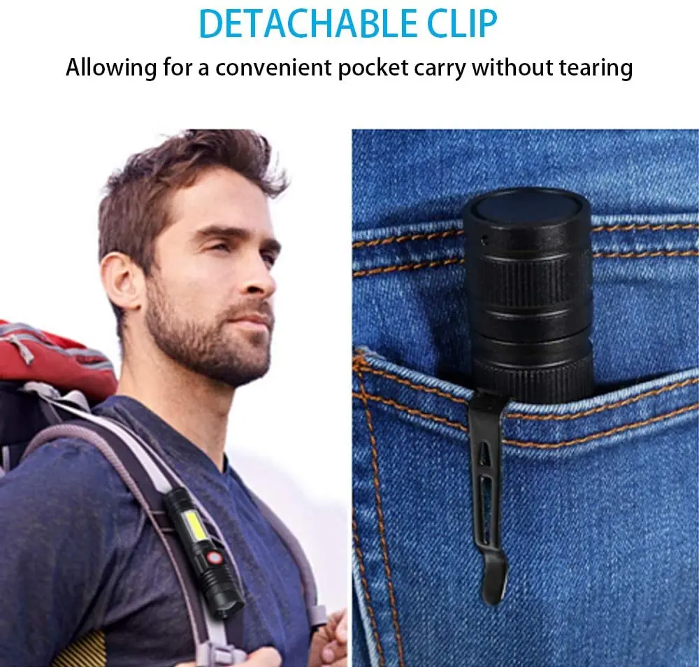 Pocketman 4 режима USB перезаряжаемые фонарики магнитный задний светодиодный фонарь