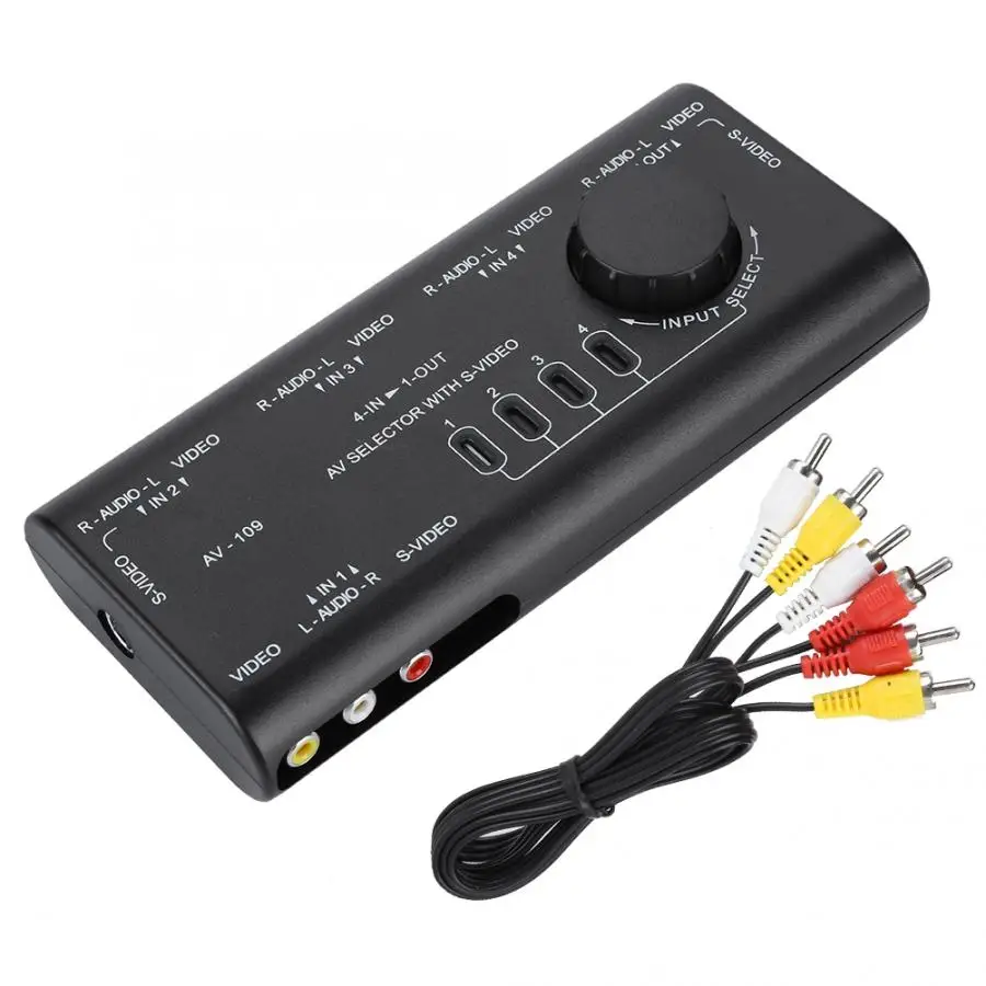 AV 109 4 в 1 выход RCA Переключатель Аудио Видео переключатель ходовой разветвитель
