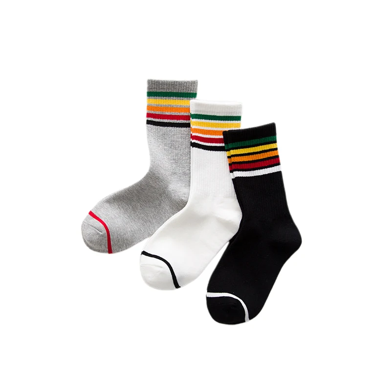 

Women Rainbow Long Socks Hipster Socks Skateboard Striped Ankle High Crew Sock