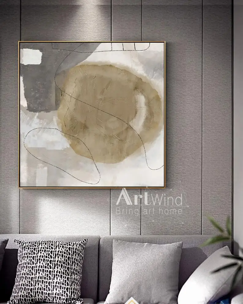 

Оригинальная абстрактная живопись, Минималистичная абстрактная живопись, большая абстрактная живопись, бежевая живопись, серая живопись, ...