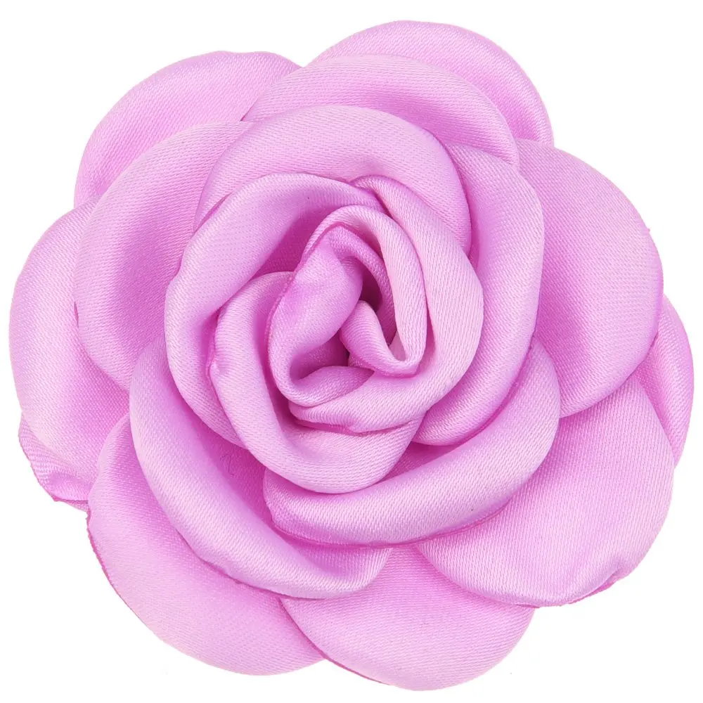 Lavender 10 шт. атласный цветок 6 см Жареные Цветочные Цветы Camillia DIY Цветы Аксессуары для волос горящий цветок без заколки для волос - Цвет: Lavender