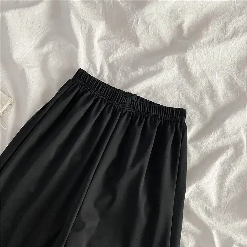 

Women Sets Short Sleeves T-shirt Single Breasted V-neck Wide Leg Pants Solid Design Korean Style Chic All-match Street Wear