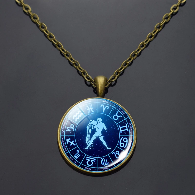 Винтажное 12 ожерелье зодиака Овен Телец Дева Козерога Стрелец Лев рыбы Водолей