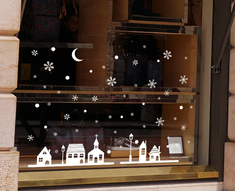 Рождественские Снеговики съемные домашние виниловые наклейки на окна настенные