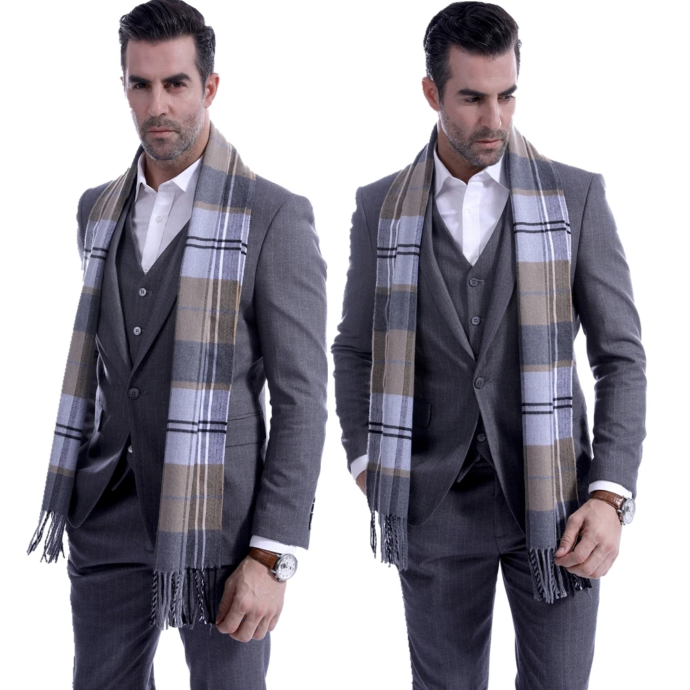 Fashion Men Scotland Soft Scarf Fine Thermal Wool Check Plaid Warm Winter Shawl Neck Wrap Long 190*30 cm |