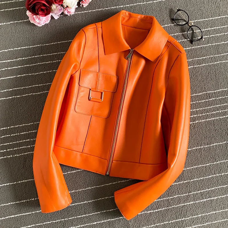 

Осенние шикарные женские куртки 2021 из натуральной кожи высококачественное пальто из овечьей кожи C182