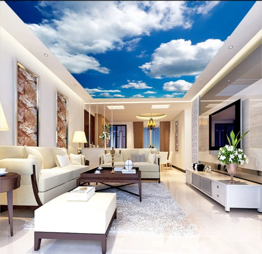 Ceiling Murals Wall Art Painting Living Room Bedroom Backdrop Wallpaper 3D White clouds blue sky mural ceiling | Обустройство дома