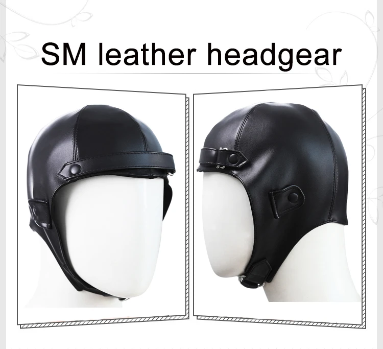 Сексуальная кожаная маска с открытым лицом БДСМ бондаж шлем скрытие головы