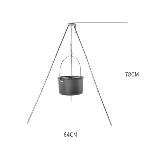 

3-section Outdoor Campfire Tripod Camping Supplies Portable Hanging Pot Picnic Barbecue Bracket Aluminum Alloy Tripod Grill