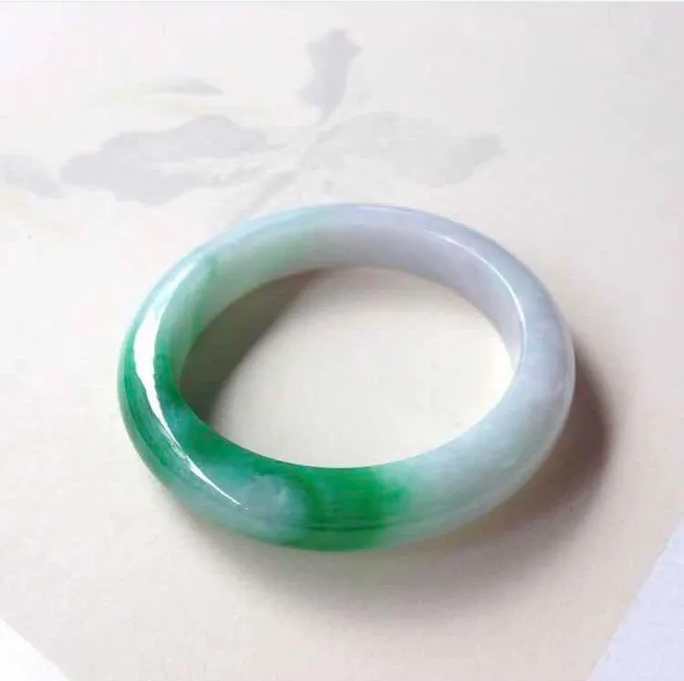 

zheru Jewelry Pure Myanmar Jade A Grade 53mm-62mm Green Two-color Bracelet Elegant Princess Bracelet Send Certificate