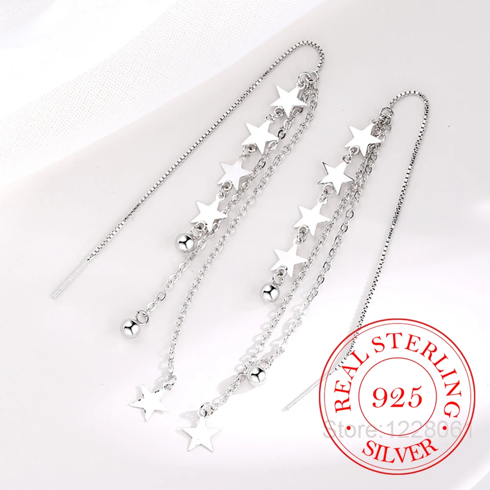 

Женские серьги-подвески из серебра 925 пробы, с длинной цепочкой