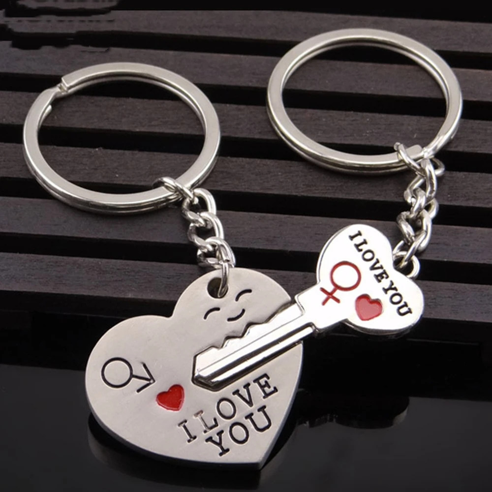 

1 Pairs Couples Keychain Romantic Symbolic Love "Key And Heart" Keyring Valentine's Day Gifts Fashion Accessories For Boyfriend