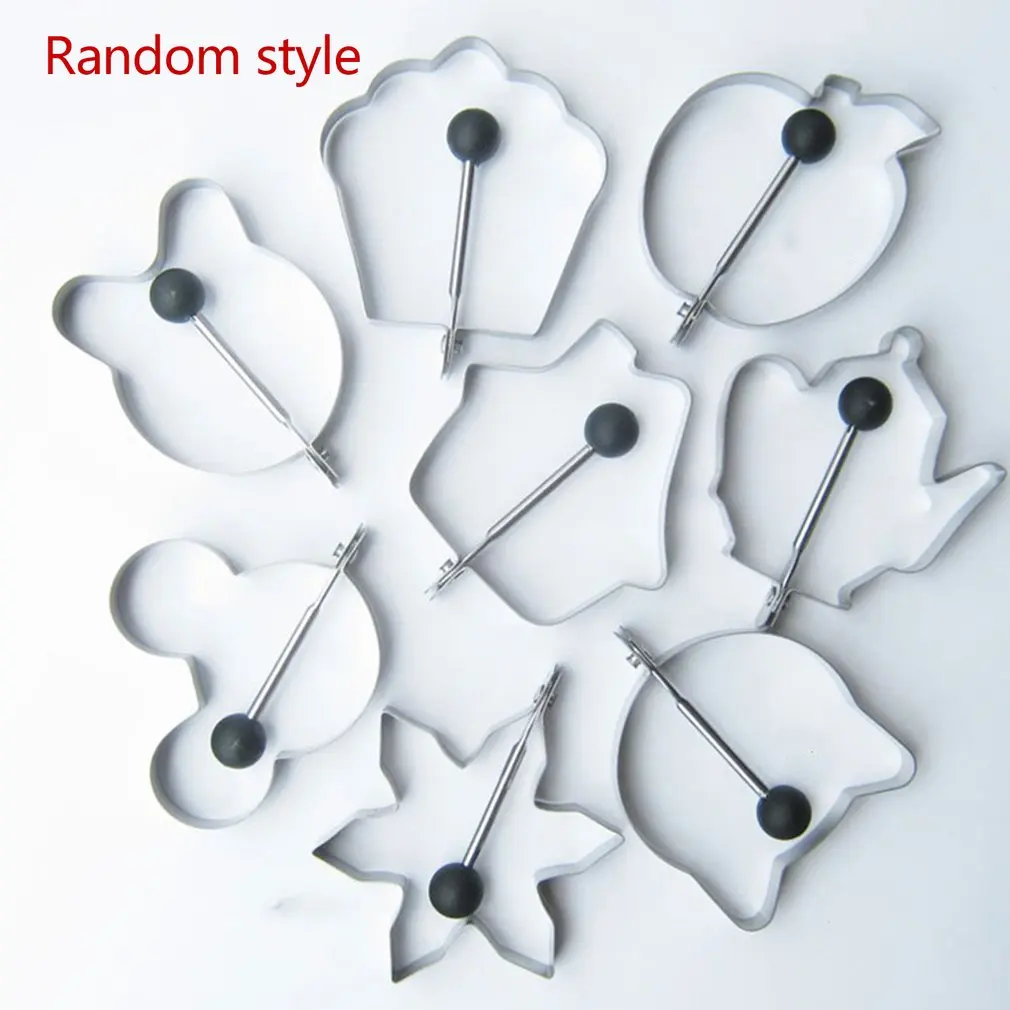 

Lovely Egg Mold Stainless Steel Heart Shape Star Shape Round Shape Omelette Mould Biscuit Frying Egg Rings Mold Cooking Tools