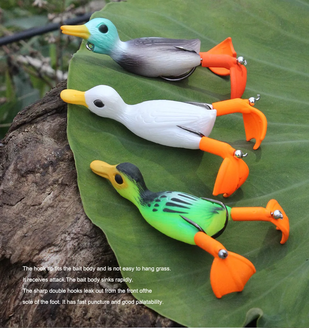 

1Pcs Double Propeller Flipper Duck Fishing Lures Ducking Frog Soft Bait 9.5cm 12g 3D Eyes Artificial Swimbait Day Bass Tackle