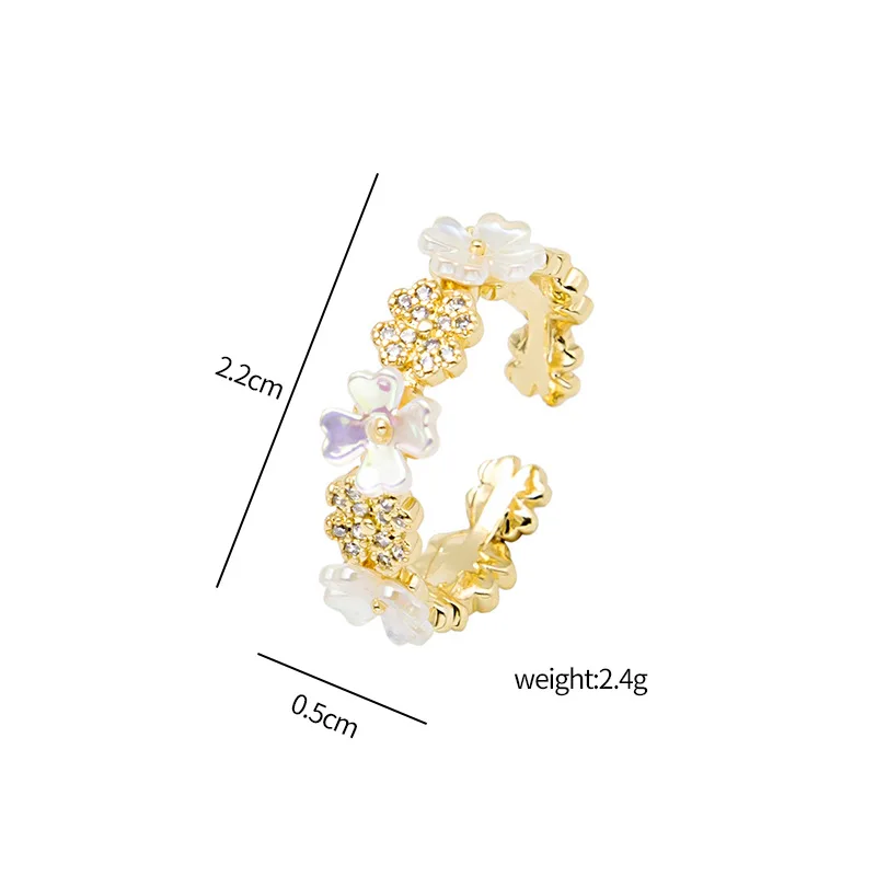 

Women's ring exquisite shell flower ring fashion opening design sense temperament gentle small fresh female ring