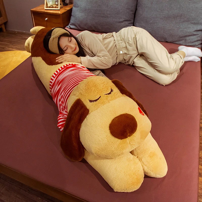 Precio Enorme Juguete De Peluche De Perro A Rayas Suave Almohada De Animales De Peluche Niños Almohadas Para Dormir Suéter Muñeco De Perros Sofá Cojín Niños Regalo De Cumpleaños