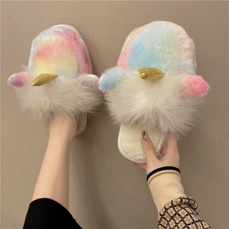 

Flat Shoes Female Slippers Casual Flock Slides Slipers Women Low Luxury Soft 2022 Massage Rome Leisure Basic Short Plush Rubber