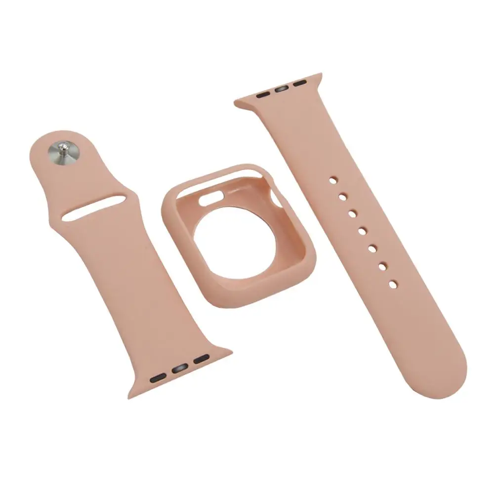 Silt Защитный чехол и ремешок для apple watch 4, 5, 44 мм, 40 мм, мягкий силиконовый браслет 2 в 1, подходит для iwatch series 3, 2, 1, 42 мм, 38 мм - Цвет: Silt