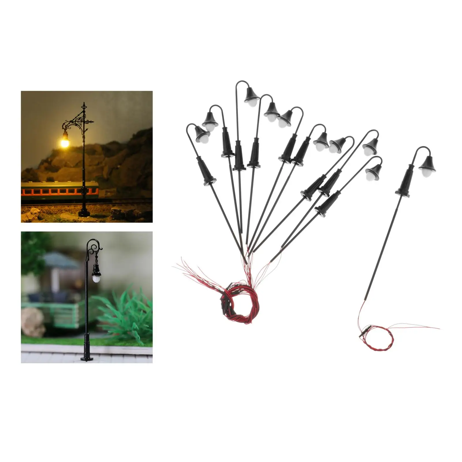 

10x Model Railway Street Light HO/OO Scale LED Lamp Lampposts 1:75-1:150 12V