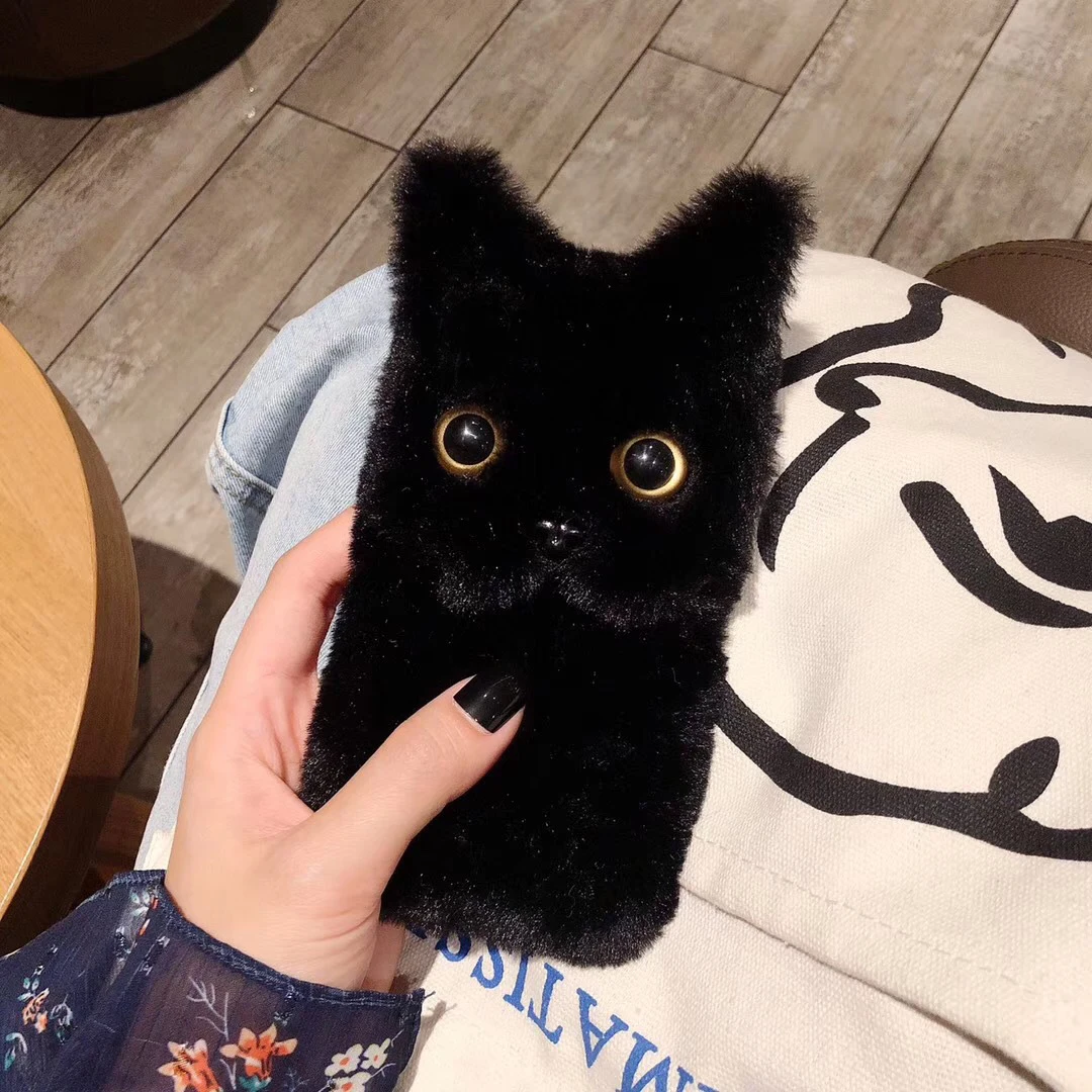 3D Cute Fluffy Plush Cat Ears Soft Silicone Phone Case For Samsung Galaxy S21 S20 S10 S9 S8 Note 20 10 9 A51 A71 A12 A52 A72 M31