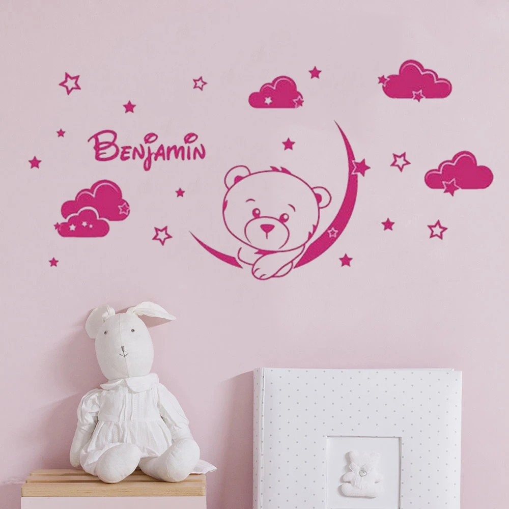 Виниловая наклейка на стену медведь Луне | Дом и сад