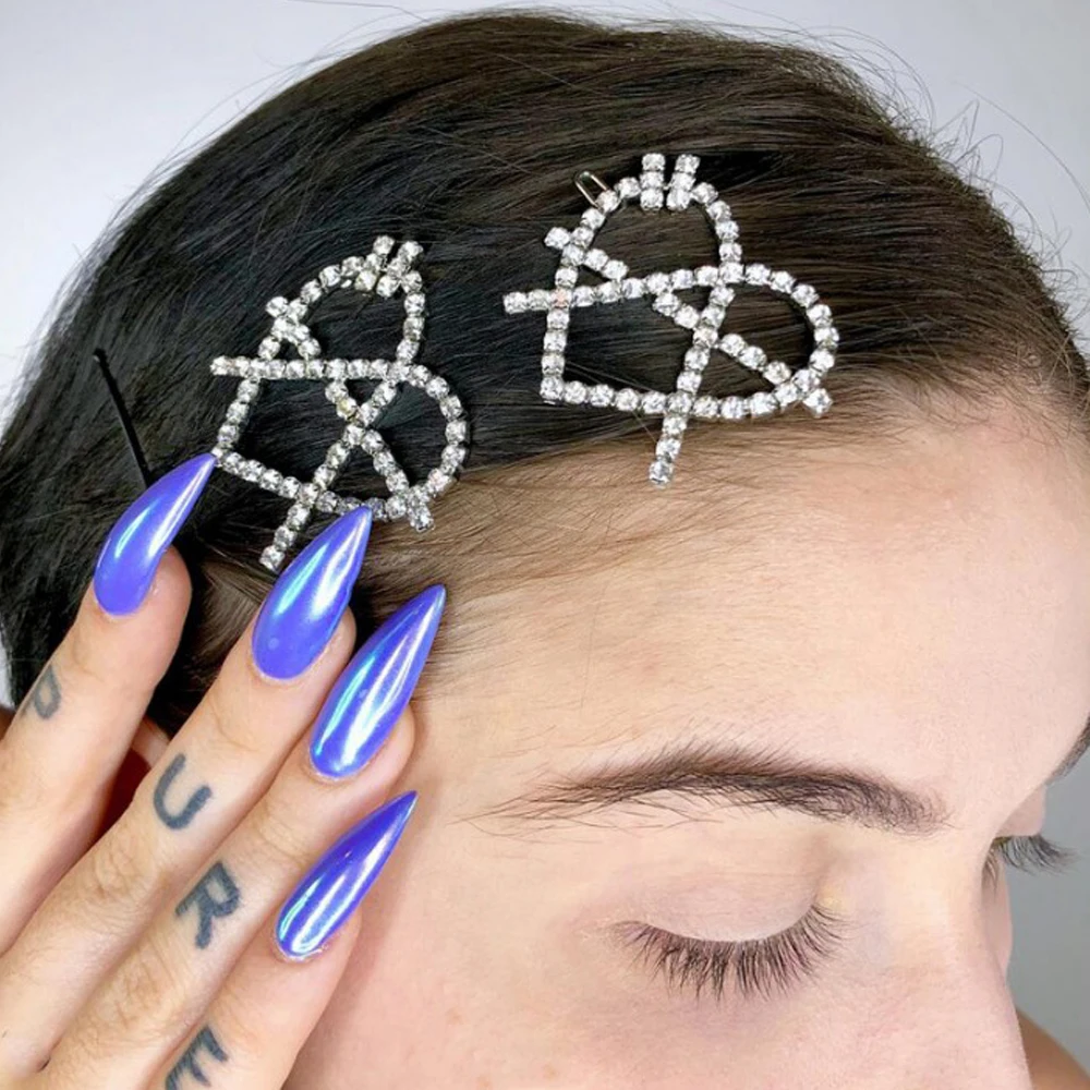 Модные заколки для волос женщин Стразы в форме сердца Украшение треугольная