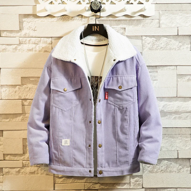 

Mens Winter Jacket Corduroy Wool Liner Casual Men Thicken Warm Winter Coat Fleece Men's Retro Clothes Turndown Collar Large Size