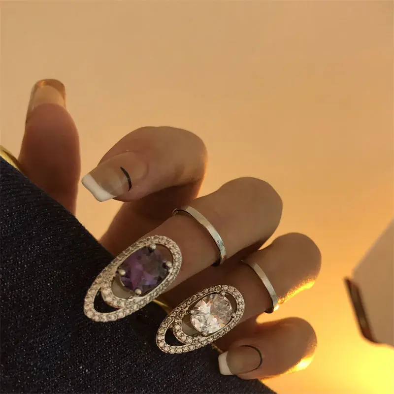 

Y2K Geometric Crystal Finger Paw Nail Rings for Women Harajuku Metal Line Fingertip Rings Chic Finger Charm Fashion Jewelry New