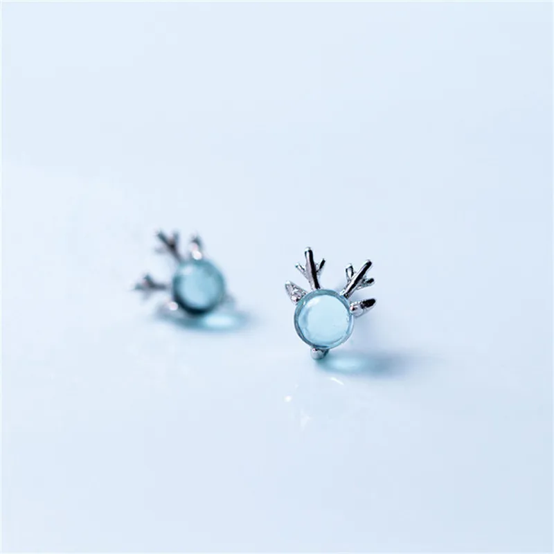 Синие Мини серьги в виде оленя для женщин маленькие форме милые темпераментные