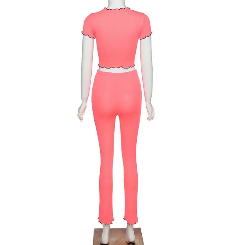 

New summer women's solid color lace-up slim fungus leisure sports suit