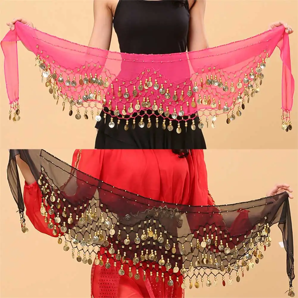 Для женщин живота Танцы набедренный платок аксессуары 3 хранящие юбка с золотыми