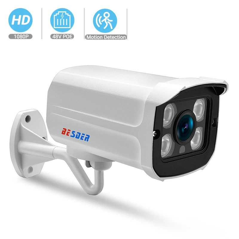 BESDER металлическая наружная POE 48 в цилиндрическая IP камера 1080P 960P 720P
