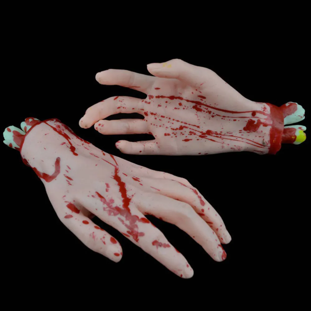 

4 Pcs Chopped Human Parts Terror Props Broken Hand Foot for (Black)