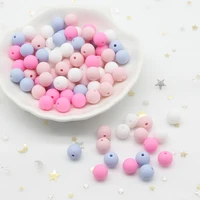 cute idea 12mm 300pcs silicone beads teething toy baby nursing accessories teether chewing jewelry necklace braclet diy chain