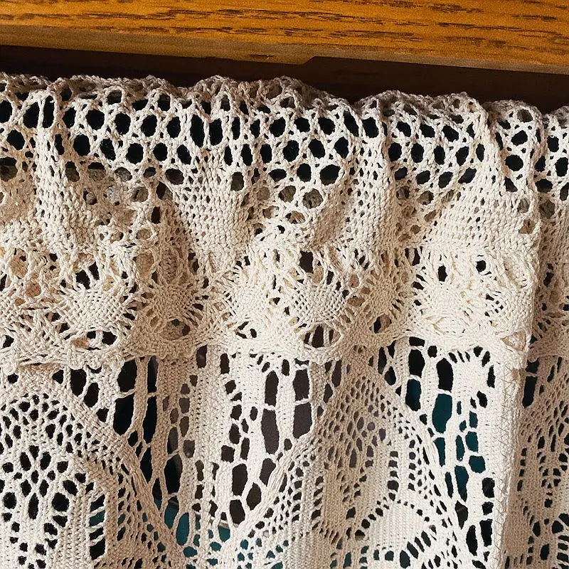 1pc vintage crocheted cotton thread half curtains cabinet curtain cafe curtain small curtains for the kitchen 180x38cm free global shipping